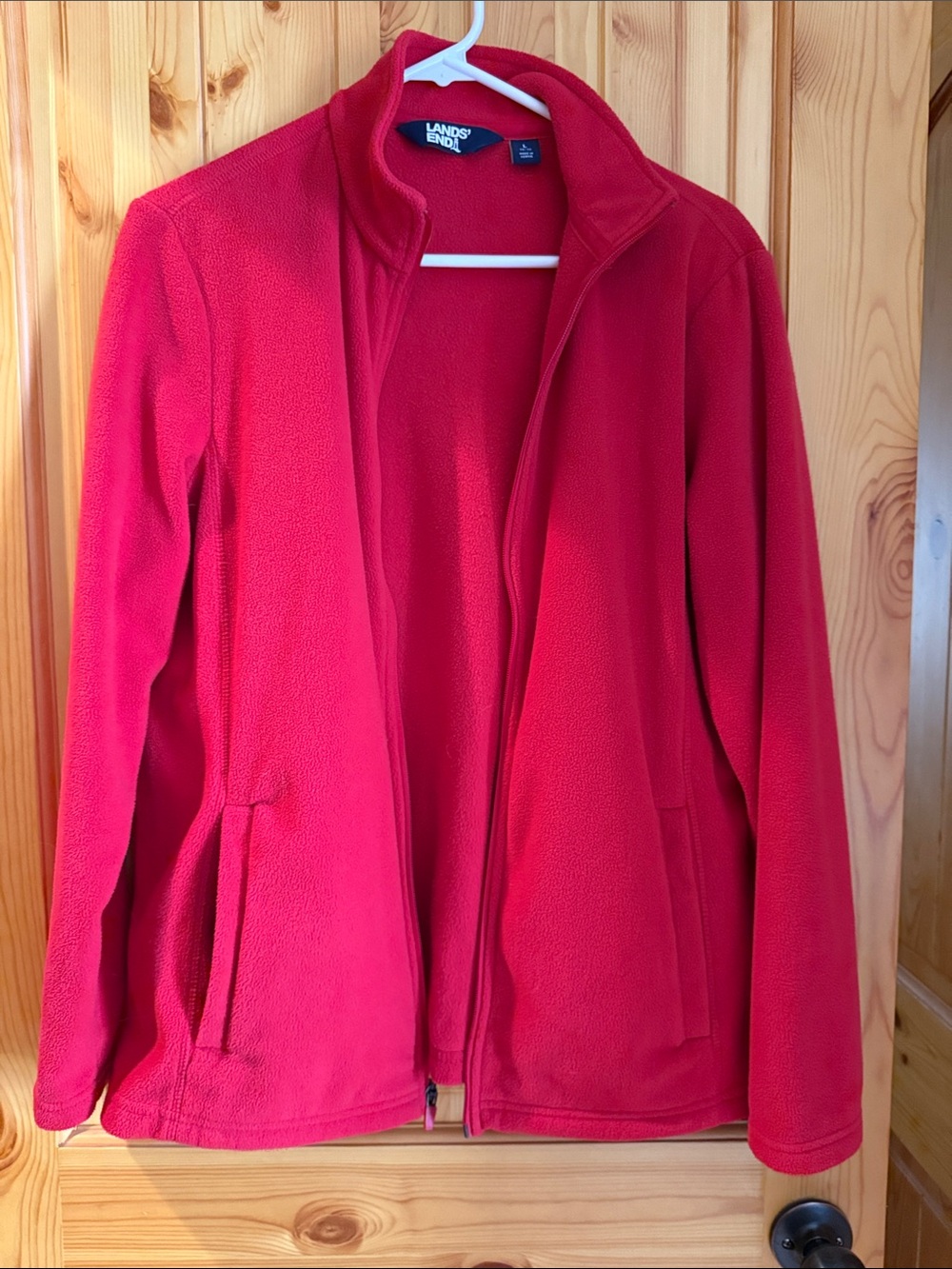 EUC-Lands end microfleece jacket- size large-size women’s 14/16-red